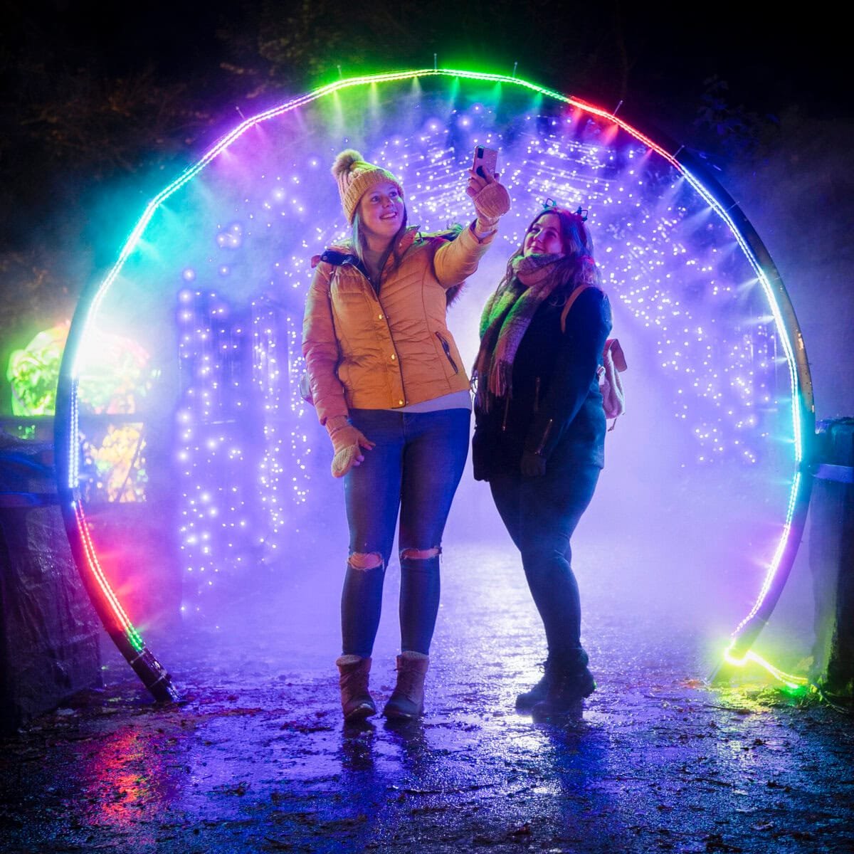 interactive commercial holiday lighting tunnel for public events