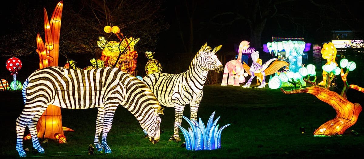 Animal themed holiday light display for commercial attraction