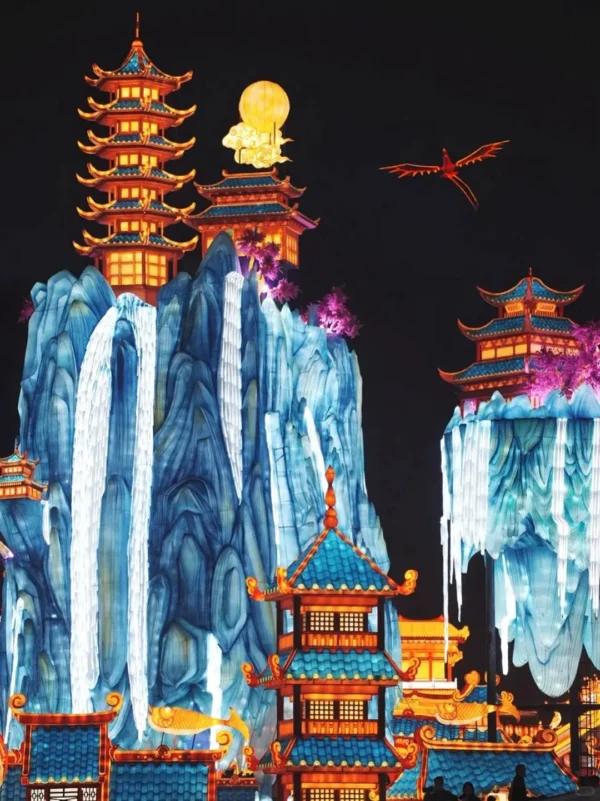 architectural Chinese lantern display for cultural festivals