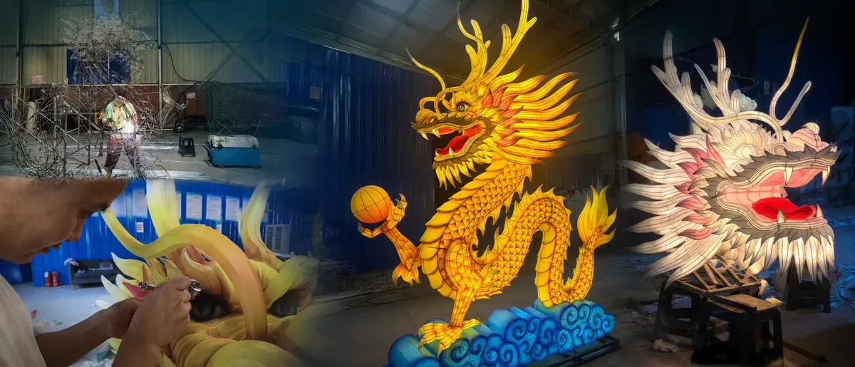 custom dragon lantern design fabrication painting and illuminated factory production